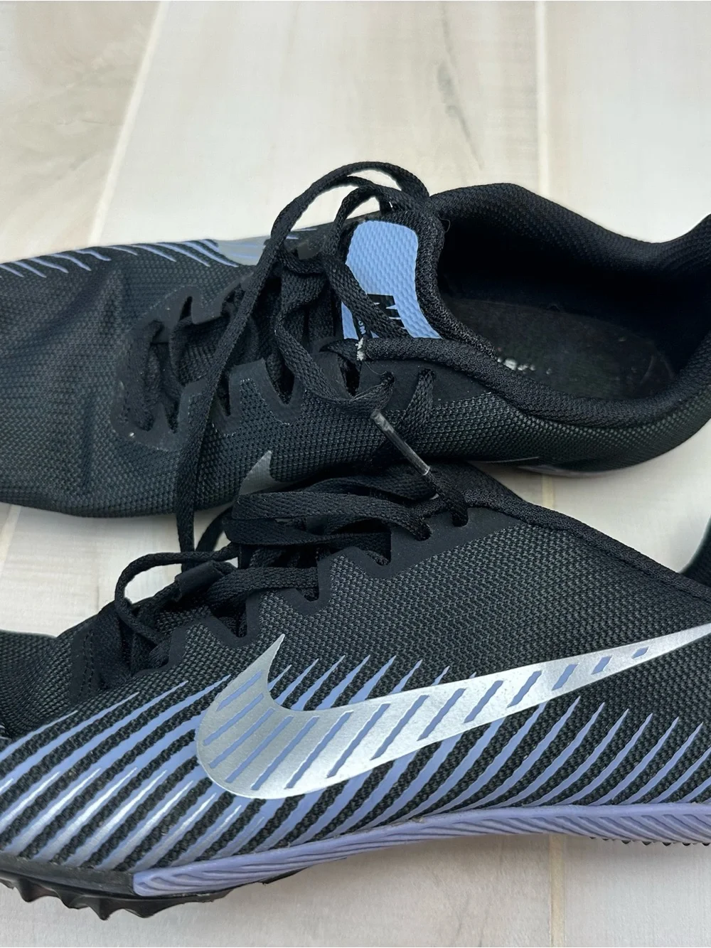 Nike Zoom Rival Track Spikes - Black with Silver Blue Accents